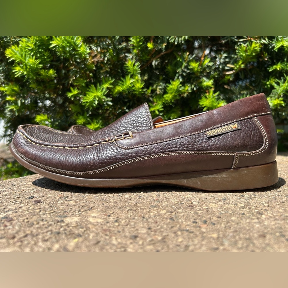 Mephisto Loafers Brown Leather Slip-On Shoes Cool-Air Stitch Portugal Size 12